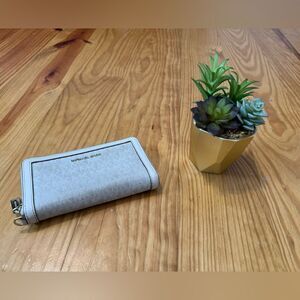 Michael Kors Adele Ivory Canvas Smartphone Wallet Clutch